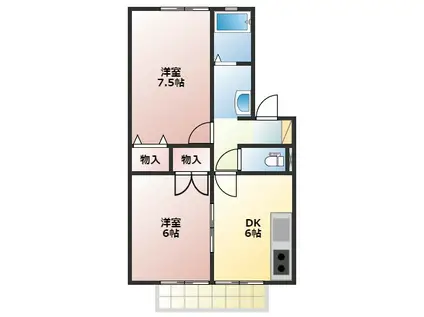 サンルモンド(2DK/2階)の間取り写真