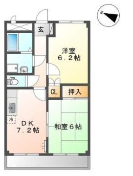 ミレニアム・ハイム1号館(2DK/2階)の間取り写真