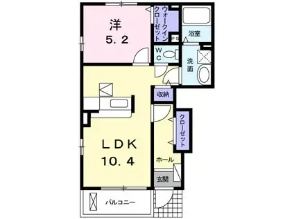 クオリア(1LDK/1階)の間取り写真