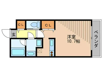 ポラール ノースウイング(ワンルーム/1階)の間取り写真