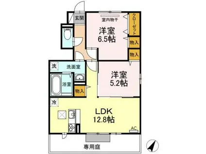 ブランシュ―ル(2LDK/1階)の間取り写真