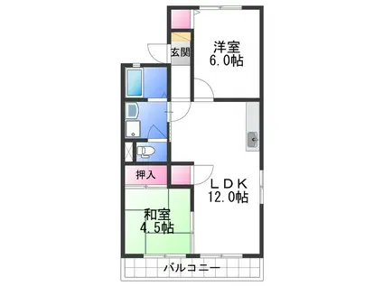 セジュール日高(2LDK/1階)の間取り写真