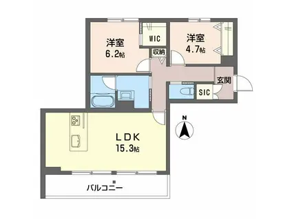 TERRACE米ケ袋(2LDK/1階)の間取り写真