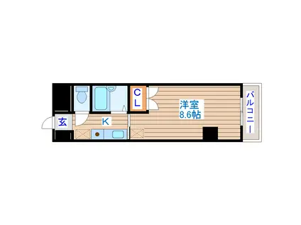 木町通TKビル(1K/3階)の間取り写真