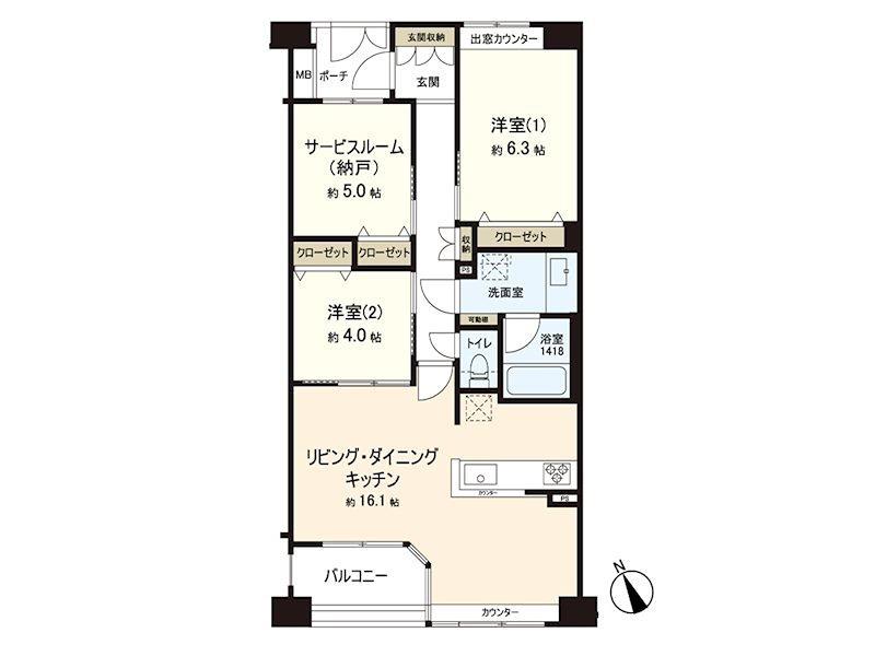 アルス鎌倉御成町(2SLDK/3階)の間取り写真