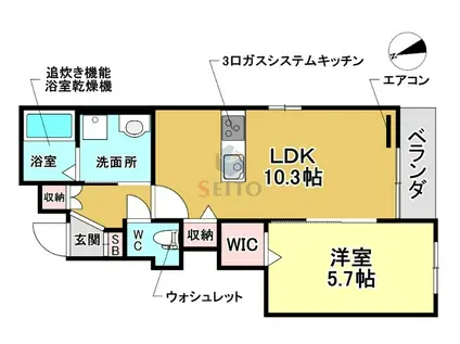 豊南町南5丁目 (1LDK/1階)の間取り写真