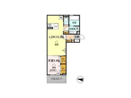D-ROOM出水(1LDK/3階)の間取り写真