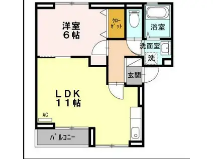 グリーンヒル(1LDK/2階)の間取り写真