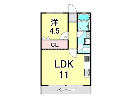 パークハイツ(1LDK/1階)の間取り写真
