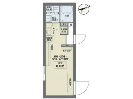 COCOFLAT田端II(ワンルーム/4階)の間取り写真