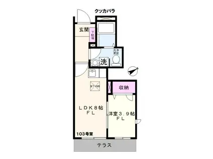 KOOKABURRA(1LDK/1階)の間取り写真