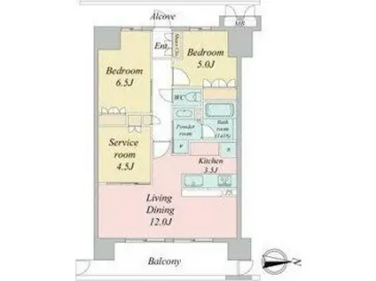ラフィシア上前津(2SLDK/9階)の間取り写真