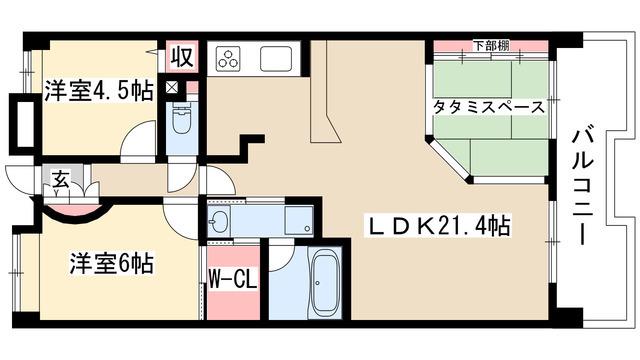 ライオンズシティ金山(2LDK/4階)の間取り写真