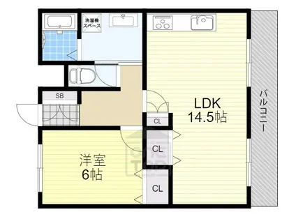 ピアウィング(1LDK/1階)の間取り写真