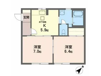 ブラウンハウス(2K/1階)の間取り写真