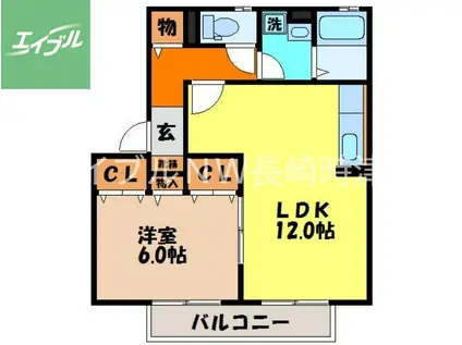 昴 II(1LDK/2階)の間取り写真