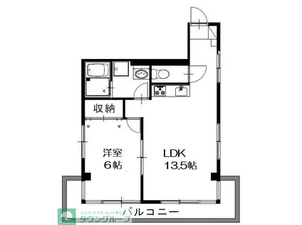 富士ビル(1LDK/2階)の間取り写真