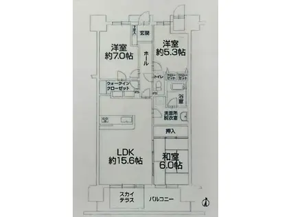 ロイヤルガーデン白楽町(3LDK/5階)の間取り写真