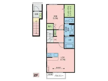 KOSMOSII(1LDK/2階)の間取り写真