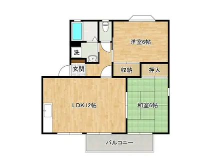 セジュールF&I(2LDK/2階)の間取り写真