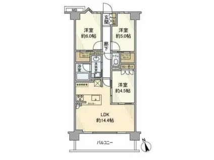 サンクレイドル浦安III(3LDK/3階)の間取り写真