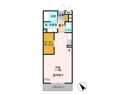 TRYALL(ワンルーム/2階)の間取り写真