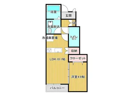 CHAMP DE FRAISES N(1LDK/1階)の間取り写真