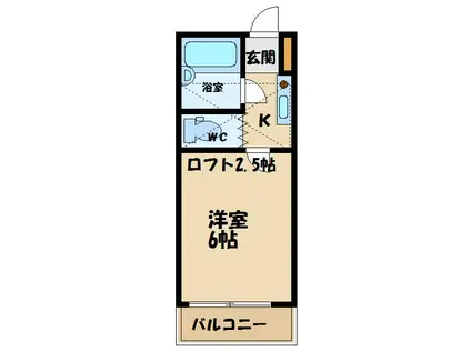 WELL-B飛田給(1K/2階)の間取り写真