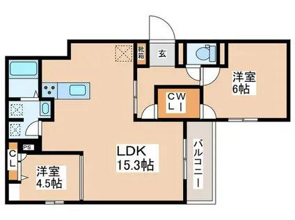 ライジングヒルズ(2LDK/2階)の間取り写真