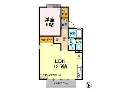 ファーストヴューラー十壱番館(1LDK/1階)の間取り写真