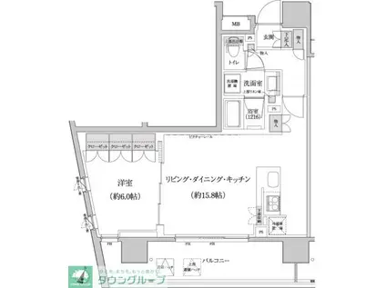 パークハビオ渋谷本町レジデンス(1LDK/3階)の間取り写真