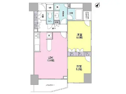 LASANTE五反田 ラサンテ五反田(2LDK/5階)の間取り写真
