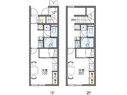 レオパレス飛鳥(1K/2階)の間取り写真
