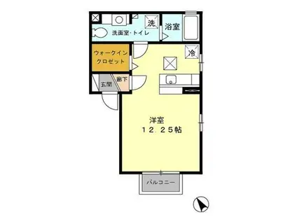 メゾン・ヴェール(ワンルーム/1階)の間取り写真