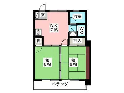 コーポ大島(2DK/4階)の間取り写真