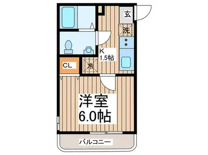 アザーレ・パッシオ中央林間(1K/2階)の間取り写真