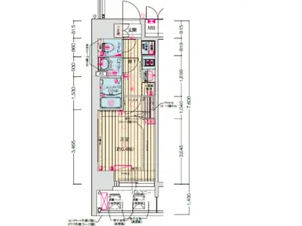 プレサンス神戸キュリオ(1K/3階)の間取り写真
