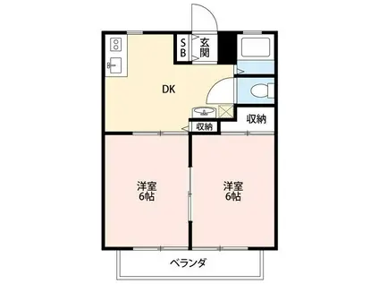 鶴新ハイツ(2DK/1階)の間取り写真