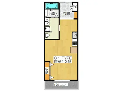 グリーンソサエティー犀川(ワンルーム/5階)の間取り写真