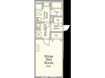 AGRACES北新宿II(1K/2階)の間取り写真