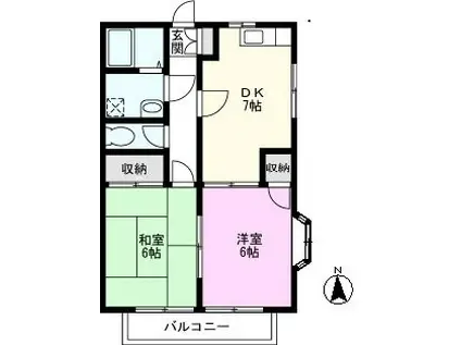 サンモールIII(2DK/2階)の間取り写真