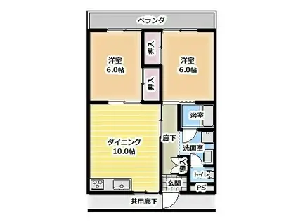 HOKUYOヴィレッジ(2DK/2階)の間取り写真