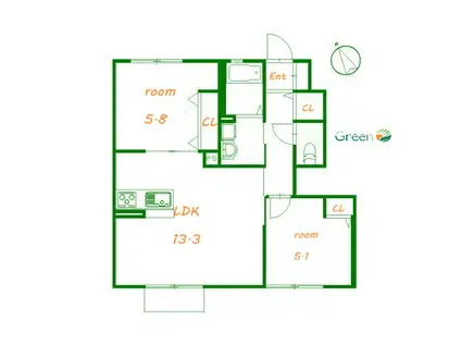 ウィンヴィレッジ(2LDK/1階)の間取り写真