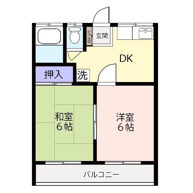 サンハイツ関口(2DK/2階)の間取り写真