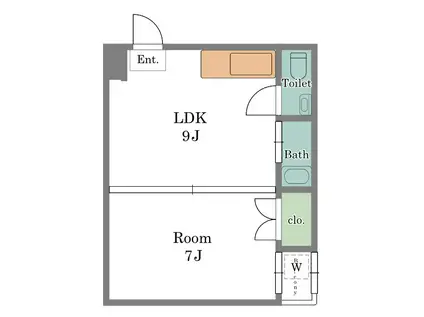 ハイム塩澤(1LDK/2階)の間取り写真