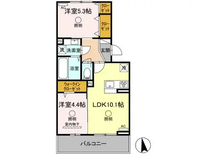 シェシレーヌ(2LDK/3階)の間取り写真