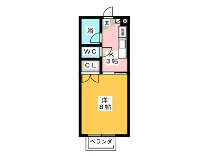 国立グリーンヒルスクエアII(1K/2階)の間取り写真