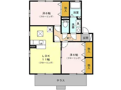 ピーチガーデン(2LDK/1階)の間取り写真