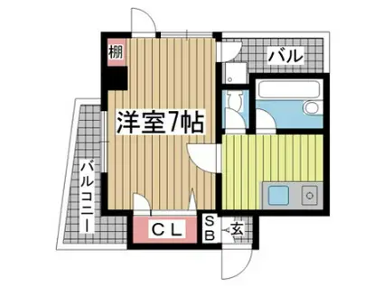 あけぼのコート(1K/4階)の間取り写真