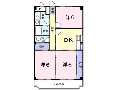 マリッチ田園(3DK/3階)の間取り写真